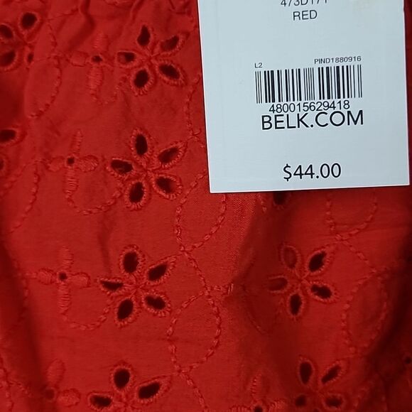 Crown & Ivy Girls Size 5 Red Eyelet Lace Ruffled Knit Romper NWT Summer Clothes - Picture 2 of 8